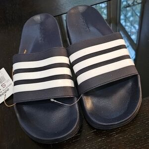 Adidas Navy and White Slide Sandals Size 13